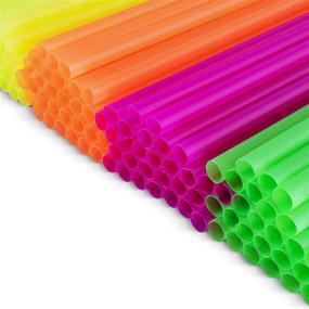 img 1 attached to Green Direct 10.75 inches Plastic Smoothie Straws - Extra Long & Thick Pack of 300, Individually Wrapped for Any Jumbo Cup or Water Bottle - BPA Free, Mixed Neon Colors