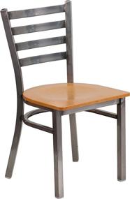 img 3 attached to 🔨 Chic and Sturdy Flash Furniture HERCULES Clear Coated Ladder Back Metal Restaurant Chair with Natural Wood Seat