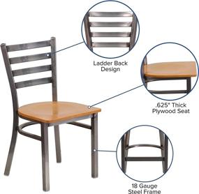 img 1 attached to 🔨 Chic and Sturdy Flash Furniture HERCULES Clear Coated Ladder Back Metal Restaurant Chair with Natural Wood Seat