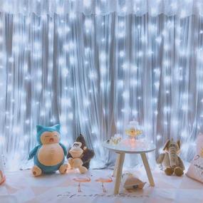 img 2 attached to 💡 YEOLEH String Lights Curtain - USB Powered Fairy Bedroom Wall Party Lights (White, 7.9Ft x 5.9Ft)