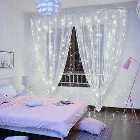 img 1 attached to 💡 YEOLEH String Lights Curtain - USB Powered Fairy Bedroom Wall Party Lights (White, 7.9Ft x 5.9Ft)