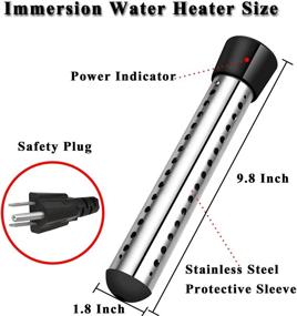 img 3 attached to 🔥 Efficient 1500W Immersion Water Heater: Portable, Smart Timing, with Stainless-Steel Guard for Hot Tub, Inflatable Pool, Bathtub - Heats 5 Gallons of Water in Minutes! (Black)