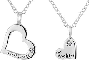 img 4 attached to 👩 Set of 2 Mother Daughter Necklaces: High-Quality .925 Sterling Silver Crystal Heart Charm & Heart-shaped Cut Out Pendants