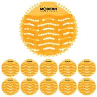 10-pack urinal screen & deodorizer by modern industrial - compatible with top urinal brands for restaurants, offices, schools, etc. (orange citrus scent) logo