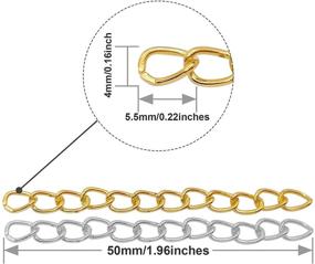 img 2 attached to 🔗 100pcs 50mm x 4mm Extender Chains Tail Chain Removable Extension Chain – Ideal for DIY Jewelry Making of Necklaces, Bracelets, Anklets, and Key Chains in Gold and Silver