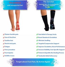 img 3 attached to 🧦 ZaTech Merino Plantar Fasciitis Relief Compression Socks - Light Micro Crew