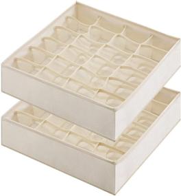 img 4 attached to 🧦 Efficient 24-Cell Sock Organizer 2 Pack: Underwear Storage & Closet Box for Lingerie, Ties, Belt – Beige Foldable Fabric Organizer