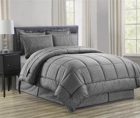 img 4 attached to 🛏️ Celine Linen Luxury 8-Piece Bed-in-a-Bag Comforter Set with Wrinkle-Free Sheets - King Gray