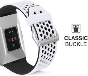 img 1 attached to 👟 SKYLET Fitbit Ionic Bands Men, 2 Pack Soft Sport Breathable Silicone Replacement Wristbands for Women (White-Black)