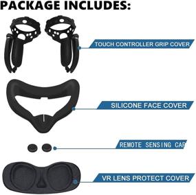 img 3 attached to 🎮 Enhanced Grip Covers for Oculus Quest 2 Touch Controllers - 6 Pack, Anti-Throw Handler with Adjustable Wrist Knuckle Strap, Sweatproof Silicone Eye Mask for VR Lens Protection (Black)