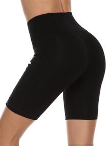 img 2 attached to 🏃 High Waist Stelle Women's Workout Shorts/Biker Shorts 8"/5" with Side Pockets - Essential for Running, Yoga, and Fitness