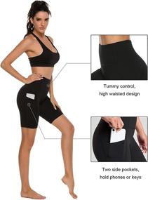 img 1 attached to 🏃 High Waist Stelle Women's Workout Shorts/Biker Shorts 8"/5" with Side Pockets - Essential for Running, Yoga, and Fitness