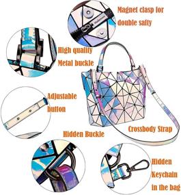 img 1 attached to 👜 Hartlermoon Geometric Luminous Holographic Reflective Women's Handbags & Wallets: Dazzling Totes for Modern Fashionistas