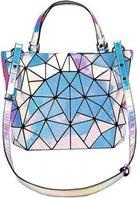 img 4 attached to 👜 Hartlermoon Geometric Luminous Holographic Reflective Women's Handbags & Wallets: Dazzling Totes for Modern Fashionistas