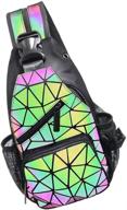 🌈 pyfk geometric holographic reflective crossbody bag: stylish and functional! логотип