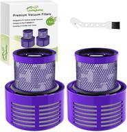 🔍 2 pack vacuum filter replacements for dyson v10 cyclone series - animal, absolute, total clean - part no. 969082-01 with clean brush логотип