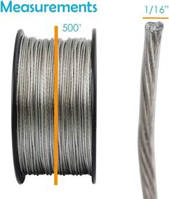 img 3 attached to 🏠 500 Feet Houseables 1/16 Inch Wire Cable, Vinyl Coated Stainless Steel, Heavy Duty, Braided Rope for String Lights, Artificial Flower, Wreath Making, Trellis, Clothesline - Plastic Covered