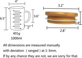 img 3 attached to 🧪 KINNOSE 1000ML Graduated Beaker Mug with Handle, Durable Bamboo Lid, and Borosilicate Glass - Multi-Function Food Grade Measuring Cup