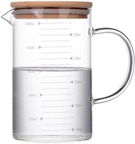 img 4 attached to 🧪 KINNOSE 1000ML Graduated Beaker Mug with Handle, Durable Bamboo Lid, and Borosilicate Glass - Multi-Function Food Grade Measuring Cup