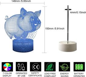 img 2 attached to 🐷 3D Optical Illusion Smiling Pig Night Light with 7 Color Changes, Touch Control & White Crack Base - Battery Powered Decorative Lighting for Kids Room, Teenage Girls Birthday, Christmas Present