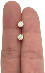 img 1 attached to 🔥 Fire Opal Gemstone Stud Earrings for Women and Men in 14K Yellow Gold Filled Sterling Silver with White, Blue, Pink, Green, and Black Colors and Diameter Options of 3mm, 4mm, 5mm, and 6mm