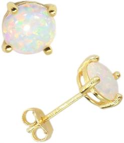 img 4 attached to 🔥 Fire Opal Gemstone Stud Earrings for Women and Men in 14K Yellow Gold Filled Sterling Silver with White, Blue, Pink, Green, and Black Colors and Diameter Options of 3mm, 4mm, 5mm, and 6mm