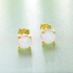 img 3 attached to 🔥 Fire Opal Gemstone Stud Earrings for Women and Men in 14K Yellow Gold Filled Sterling Silver with White, Blue, Pink, Green, and Black Colors and Diameter Options of 3mm, 4mm, 5mm, and 6mm