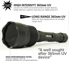 img 2 attached to 🔦 uvBeast V3 365nm Black Light UV Flashlight: High Definition Ultraviolet, Rechargeable 18650, High Power & Long Range - Professional Grade Beam for Commercial Use - USA Stock
