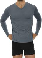 thermajohn mens ultra soft v-neck thermal underwear shirt - stay warm with fleece lined long sleeve long johns t shirt logo