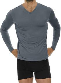 img 4 attached to Thermajohn Mens Ultra Soft V-Neck Thermal Underwear Shirt - Stay Warm with Fleece Lined Long Sleeve Long Johns T Shirt