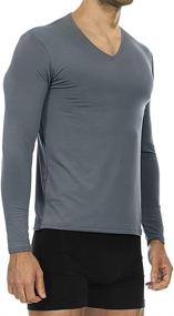 img 3 attached to Thermajohn Mens Ultra Soft V-Neck Thermal Underwear Shirt - Stay Warm with Fleece Lined Long Sleeve Long Johns T Shirt