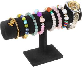 img 3 attached to 💎 Organize Your Jewelry in Style with TENINYU Hovering T-Bar Bracelet Necklace Earring Bangle Pendants Anklet Tower Watch Key Jewelry Display Stand - Black Velvet