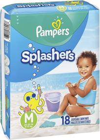 img 4 attached to 🩱 Pampers Splashers Disposable Swim Pants, Medium, Size 4 (20-33 lb), Pack of 2 - 18 Count