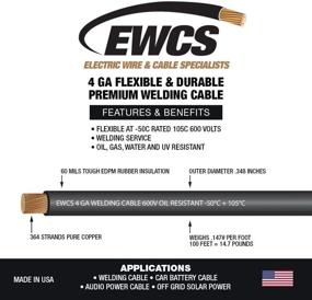 img 2 attached to 🔌 High-performance 4 Gauge EWCS Brand - 20 Feet Black Extra Flexible Welding Cable - 100% Copper - Industrial Grade 600 Volt for Premium Welding Projects