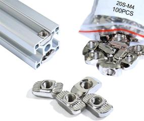 img 4 attached to 🔩 KOOTANS 100 Pcs 2020 Series M4 Thread T-Slide Nuts for 20 Aluminum Extrusion Profile with 6mm T-Slot