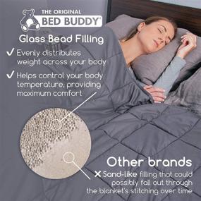 img 2 attached to 🛏️ Bed Buddy Weighted Blanket 17 lbs - Full/Queen/Twin Size Heavy Blanket with Weighted Glass Beads - Grey