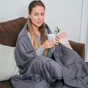 img 3 attached to 🛏️ Bed Buddy Weighted Blanket 17 lbs - Full/Queen/Twin Size Heavy Blanket with Weighted Glass Beads - Grey