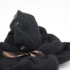img 3 attached to 🧶 Black 21um Merino Wool Roving Top - Needle Felting Craft Supplies (-3.5OZ) - DIY Materials