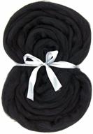 🧶 black 21um merino wool roving top - needle felting craft supplies (-3.5oz) - diy materials logo