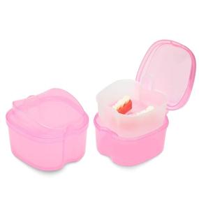 img 2 attached to 🦷 Dental Retainer and Denture Storage Case - Leak Proof with Lid, Waterproof Pink Orthodontic Container for Cleaning, Soaking, and Mouthguard Storage