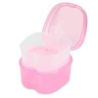 🦷 dental retainer and denture storage case - leak proof with lid, waterproof pink orthodontic container for cleaning, soaking, and mouthguard storage logo
