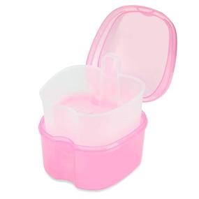 img 4 attached to 🦷 Dental Retainer and Denture Storage Case - Leak Proof with Lid, Waterproof Pink Orthodontic Container for Cleaning, Soaking, and Mouthguard Storage