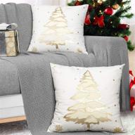 moko pack of 2 gold foil snowflake throw pillow covers - christmas decorative cushion cases for home, sofa, couch, bed, car логотип