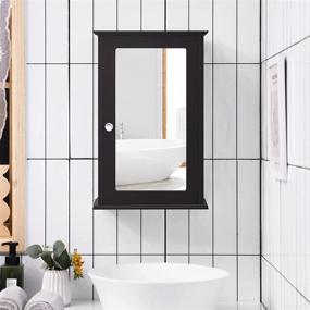 img 3 attached to 🪞 Stylish & Functional TANGKULA Mirrored Bathroom Cabinet with Single Door - Wall Mount Storage for Your Bathroom Essentials (Coffee)