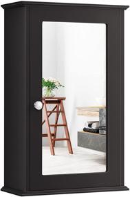img 4 attached to 🪞 Stylish & Functional TANGKULA Mirrored Bathroom Cabinet with Single Door - Wall Mount Storage for Your Bathroom Essentials (Coffee)