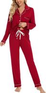👚 leikar button up pajama set: stylish & comfortable women's long sleeve shirt and pants, soft lounge sets - s-xxl logo