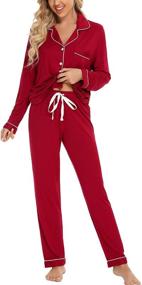 img 4 attached to 👚 Leikar Button Up Pajama Set: Stylish & Comfortable Women's Long Sleeve Shirt and Pants, Soft Lounge Sets - S-XXL