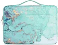 🎒 mosiso 360 protective laptop sleeve – watercolor marble bag with belt, green (13-13.3 inch macbook pro/air, notebook) logo