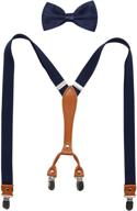 👔 biotetri adjustable leather burgundy men's suspenders: stylish accessories for men logo