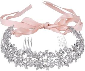 img 2 attached to 💎 EVER FAITH Austrian Crystal Hair Band: Elegant Floral Leaf Ribbon Heart Shape Design with Combs Clear